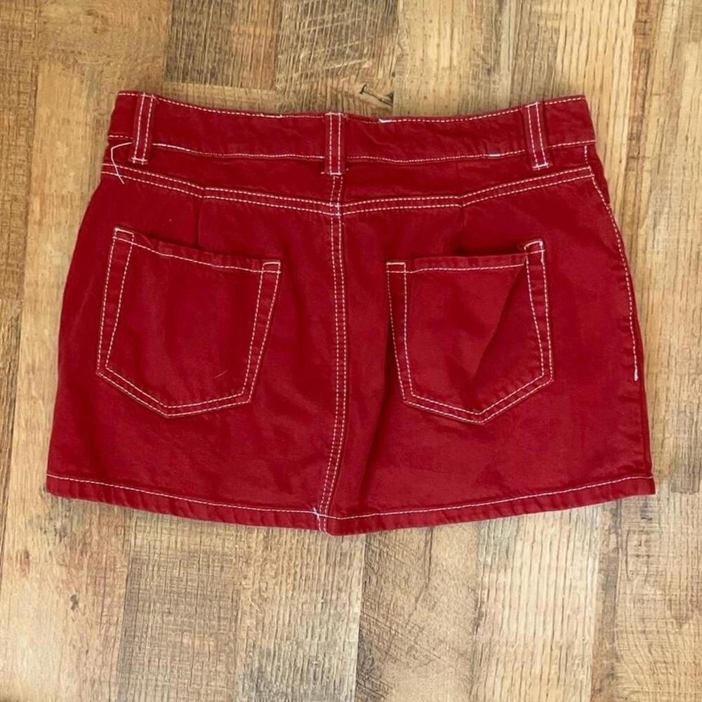 Garage red denim mini skirt - Picture 2 of 4